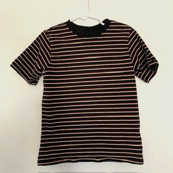 wonder nation Other - Wonder Nation Boys Size 6-7 Striped Short Sleeve Tee Shirt (Black, Tan, Maroon)